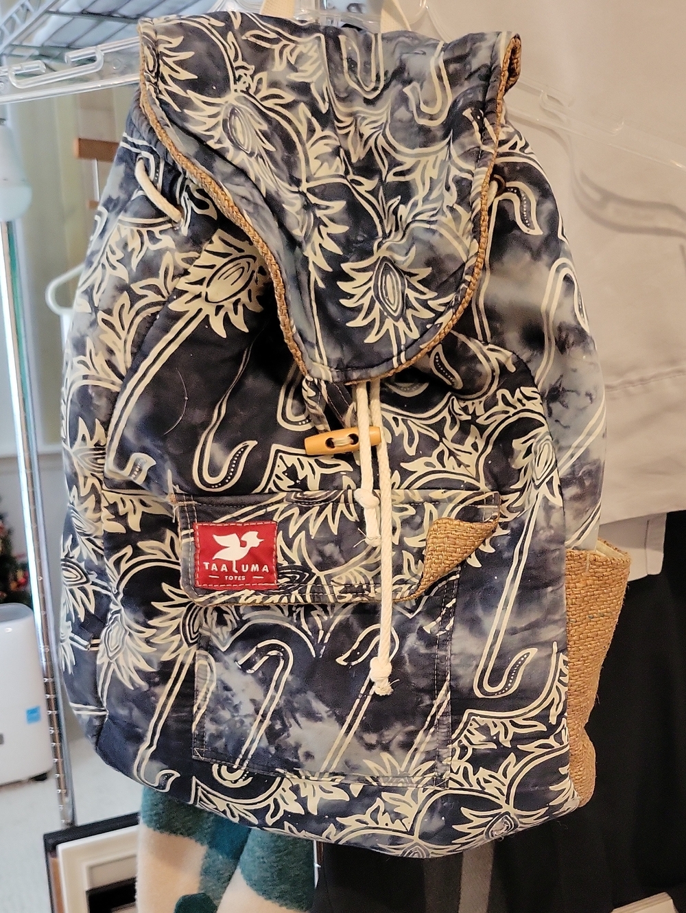 TaaLuma Navy Patterned Drawstring Backpack